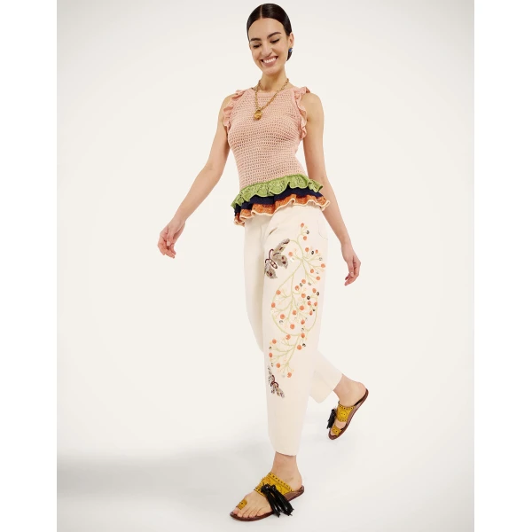 La DoubleJ The Barrel Jean in Solid Ecru - Pants - Milanese Maximalist Fashion at Coveti