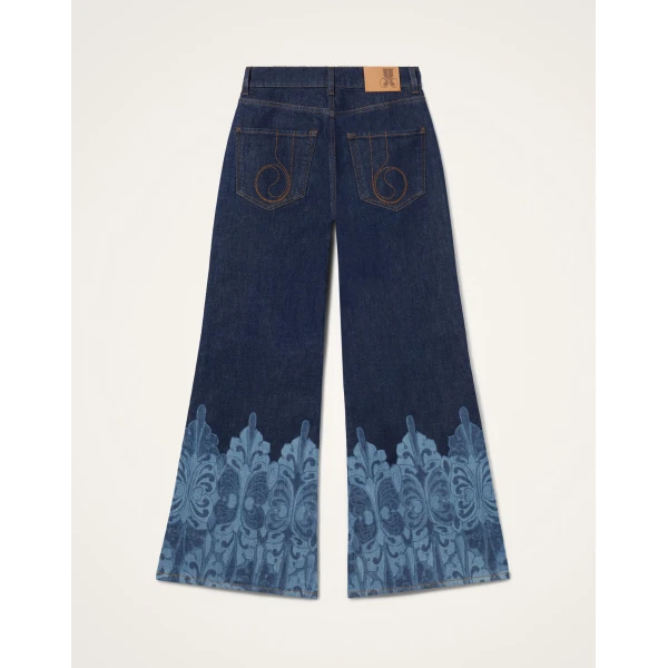 La DoubleJ The Cropped Flare Jean in Cocoon Placée Indigo - Pants - Milanese Maximalist Fashion at Coveti