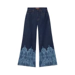 La DoubleJ The Cropped Flare Jean in Cocoon Placée Indigo - Pants - Milanese Maximalist Fashion at Coveti