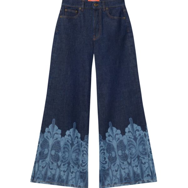 La DoubleJ The Cropped Flare Jean in Cocoon Placée Indigo - Pants - Milanese Maximalist Fashion at Coveti