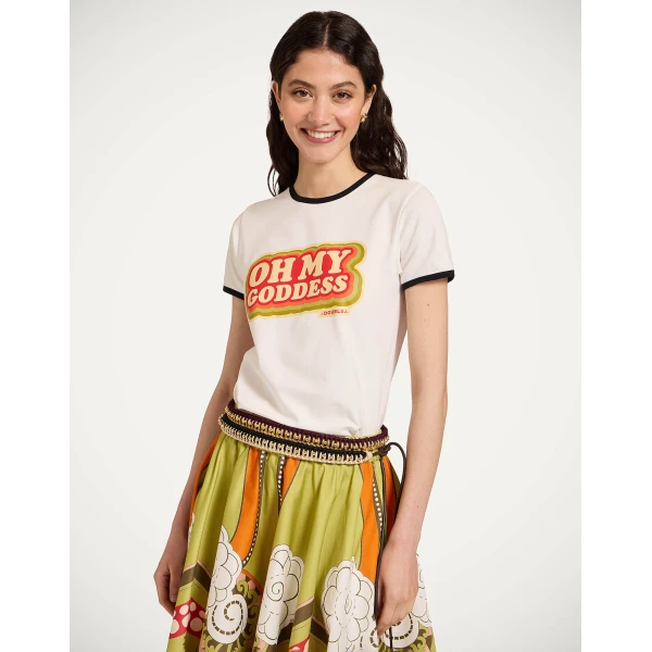 La DoubleJ The Cu-Tee Crop in Solid Ecru - Tops - Milanese Maximalist Fashion at Coveti