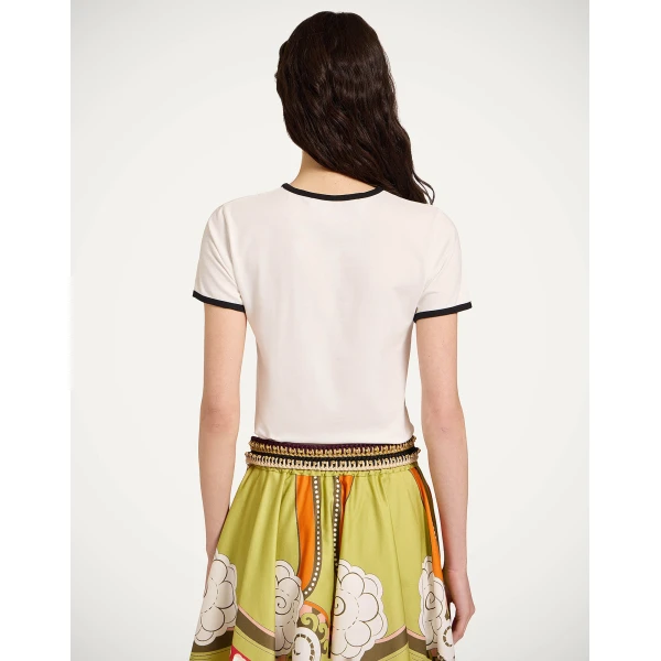 La DoubleJ The Cu-Tee Crop in Solid Ecru - Tops - Milanese Maximalist Fashion at Coveti