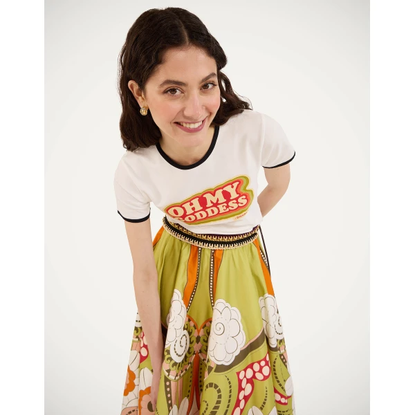 La DoubleJ The Cu-Tee Crop in Solid Ecru - Tops - Milanese Maximalist Fashion at Coveti