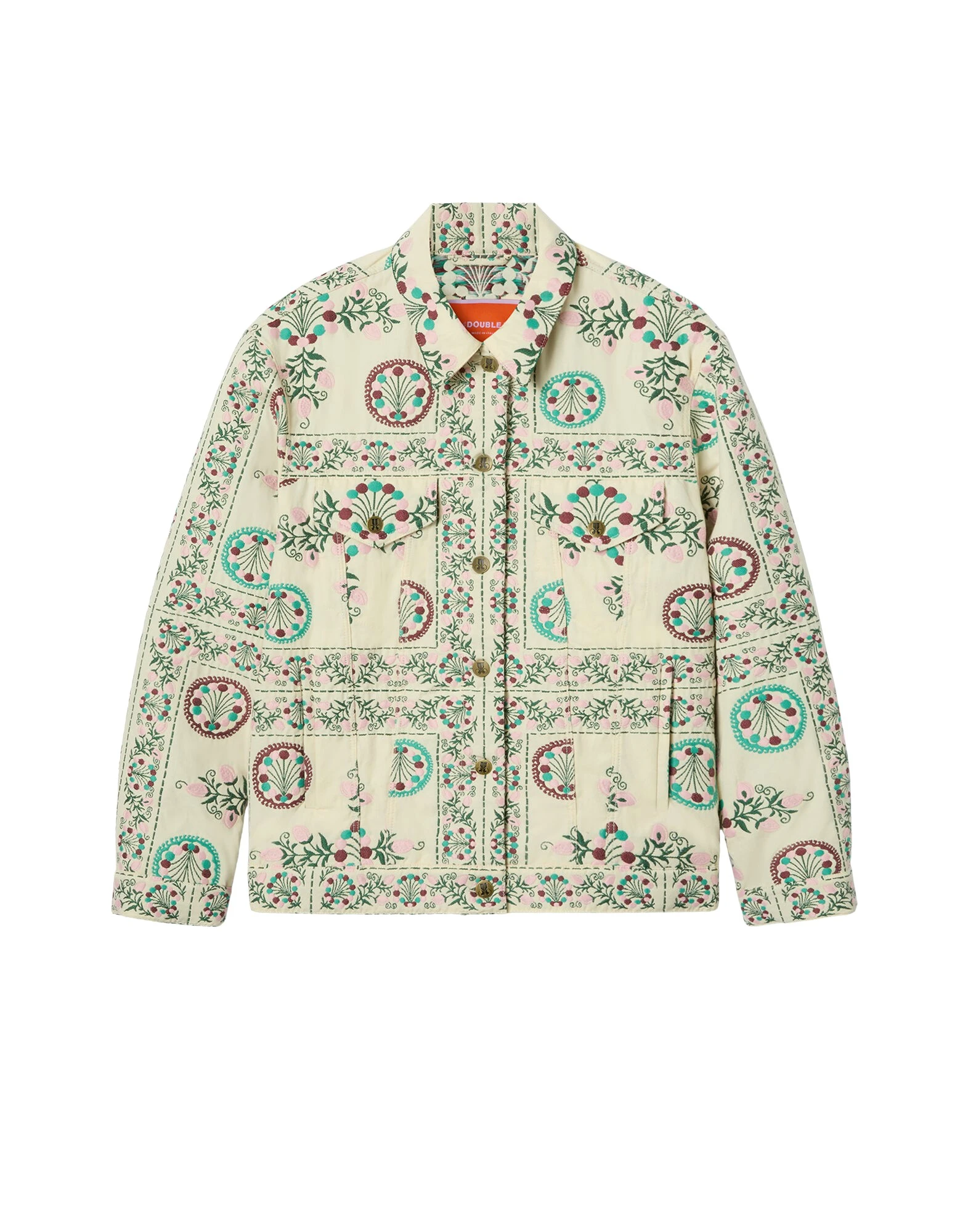 La-DoubleJ-The-Oversized-Jean-Jacket-in-Florette-Tiles-Ecru96676_nobg La DoubleJ The Oversized Jean Jacket in Florette Tiles Ecru - Jackets - Milanese Maximalist Fashion at Coveti