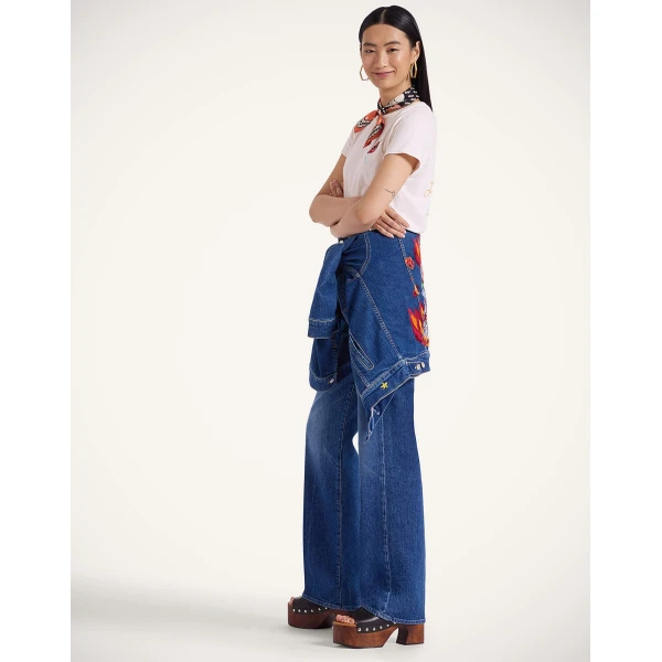 La DoubleJ The Tune Up Maven Sneak Jeans in Middle Child Blue - Pants - Milanese Maximalist Fashion at Coveti