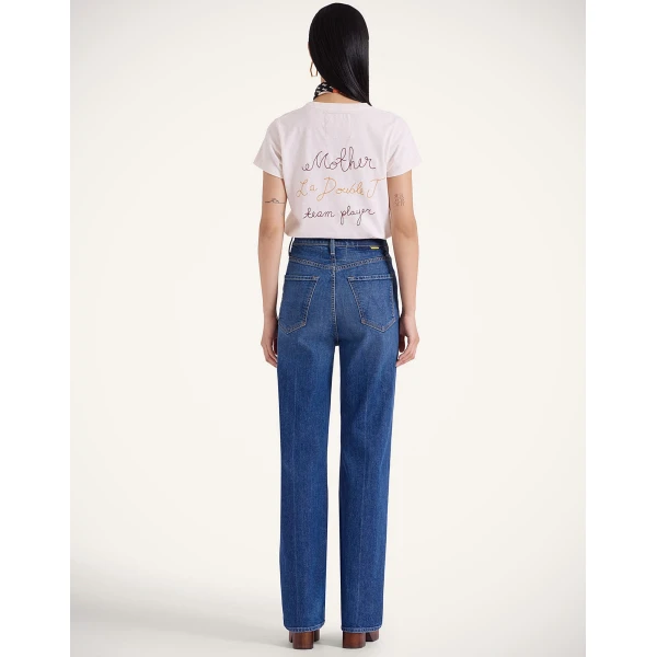 La DoubleJ The Tune Up Maven Sneak Jeans in Middle Child Blue - Pants - Milanese Maximalist Fashion at Coveti