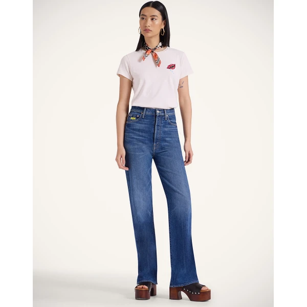 La DoubleJ The Tune Up Maven Sneak Jeans in Middle Child Blue - Pants - Milanese Maximalist Fashion at Coveti