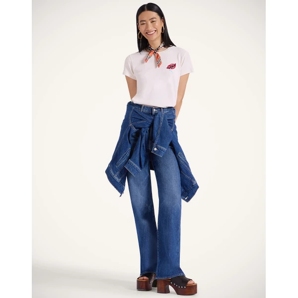 La DoubleJ The Tune Up Maven Sneak Jeans in Middle Child Blue - Pants - Milanese Maximalist Fashion at Coveti