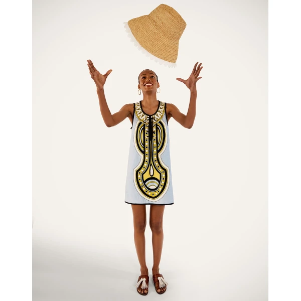 La DoubleJ Totem Mini Dress in Sanctuary Placée Light Blue - Dresses - Milanese Maximalist Fashion at Coveti