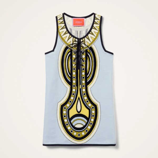 La DoubleJ Totem Mini Dress in Sanctuary Placée Light Blue - Dresses - Milanese Maximalist Fashion at Coveti