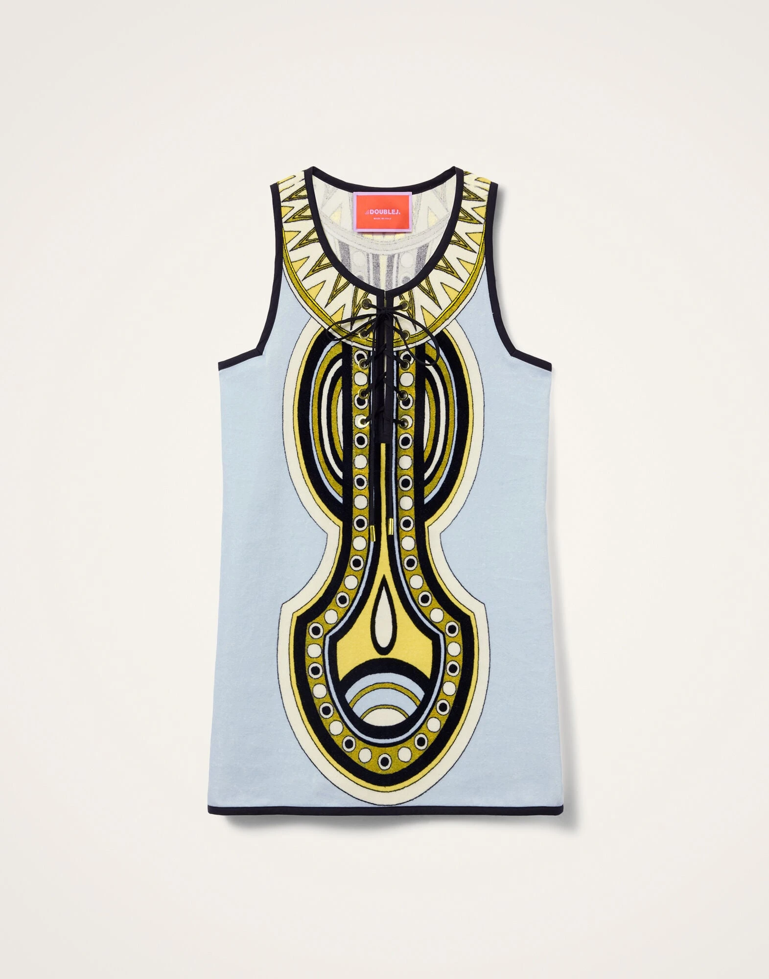 La DoubleJ Totem Mini Dress in Sanctuary Placée Light Blue - Dresses - Milanese Maximalist Fashion at Coveti