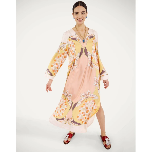 La DoubleJ Twin Flame Dress in Florette Placée Pale Pink - Dresses - Milanese Maximalist Fashion at Coveti