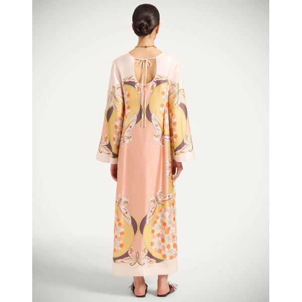 La DoubleJ Twin Flame Dress in Florette Placée Pale Pink - Dresses - Milanese Maximalist Fashion at Coveti