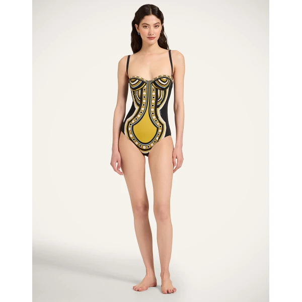 La DoubleJ Ursula Suit in Sanctuary Placée Black - Beachwear - Milanese Maximalist Fashion at Coveti