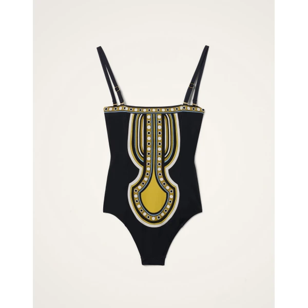 La DoubleJ Ursula Suit in Sanctuary Placée Black - Beachwear - Milanese Maximalist Fashion at Coveti