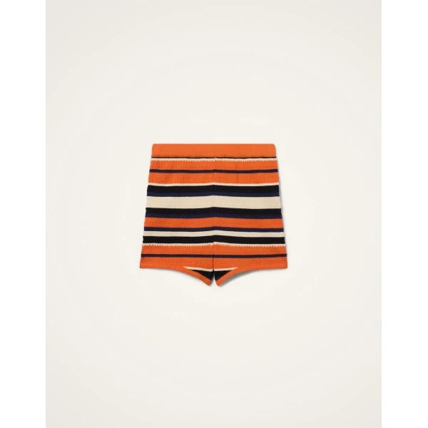 La DoubleJ Veneziana Shorts in Multicolor Orange - Shorts - Milanese Maximalist Fashion at Coveti