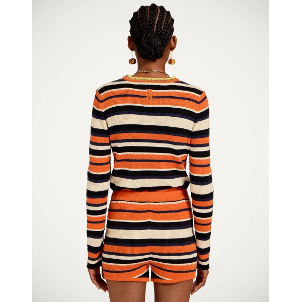 La DoubleJ Veneziana Top in Multicolor Orange - Tops - Milanese Maximalist Fashion at Coveti