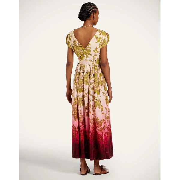 La DoubleJ Waldorf Dress in Oasis Ombré Placée Geen & Red - Dresses - Milanese Maximalist Fashion at Coveti