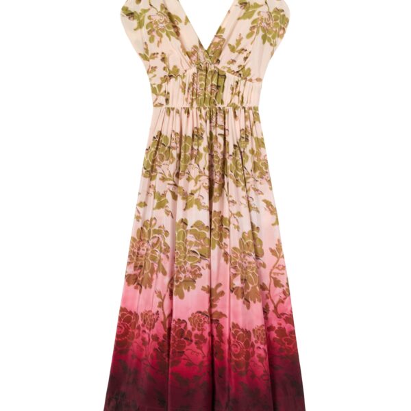 La DoubleJ Waldorf Dress in Oasis Ombré Placée Geen & Red - Dresses - Milanese Maximalist Fashion at Coveti