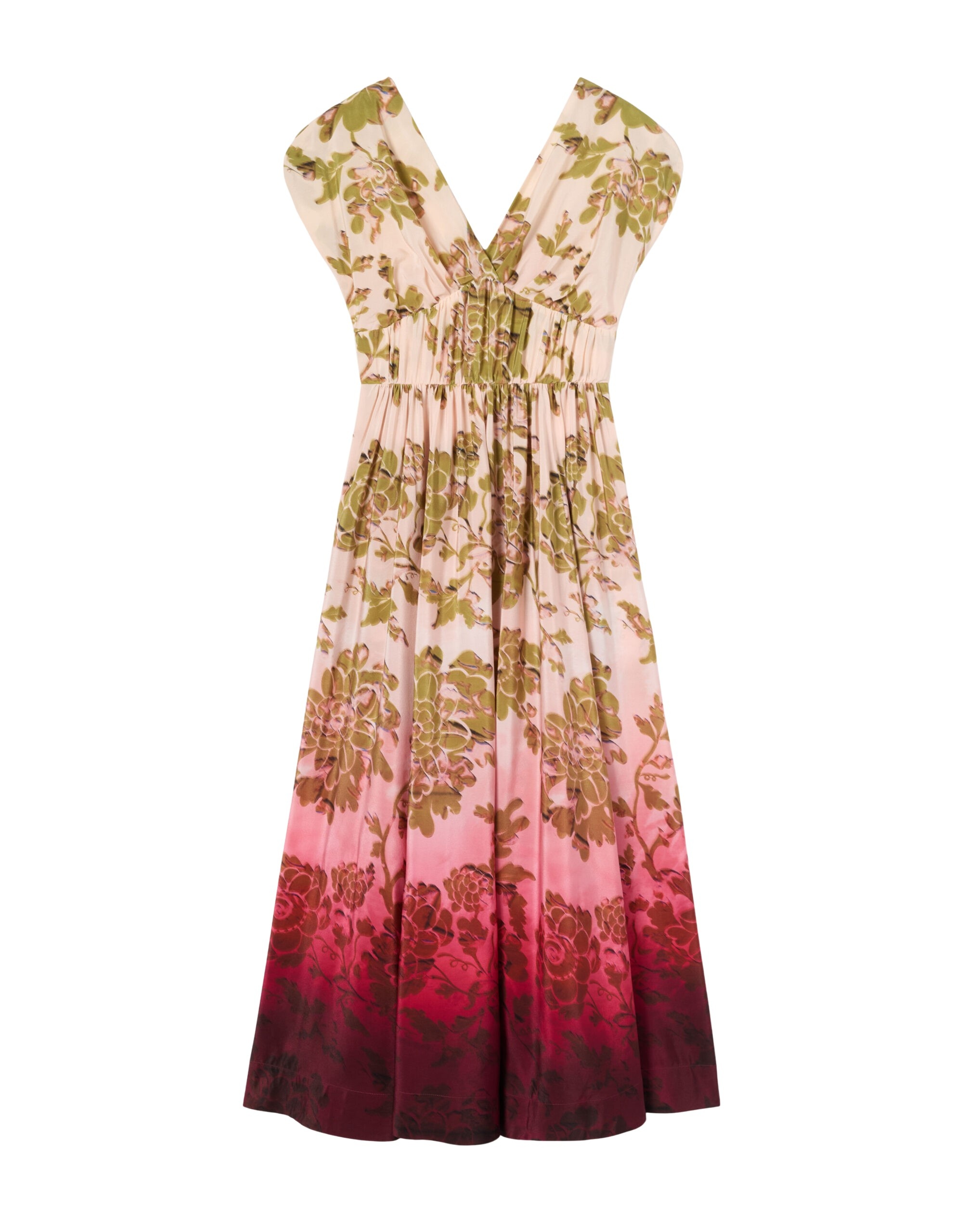 La DoubleJ Waldorf Dress in Oasis Ombré Placée Geen & Red - Dresses - Milanese Maximalist Fashion at Coveti