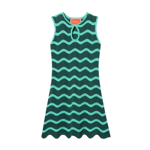 La DoubleJ Wavy Mini Dress in Bicolor Mint & Dark Green - Dresses - Milanese Maximalist Fashion at Coveti