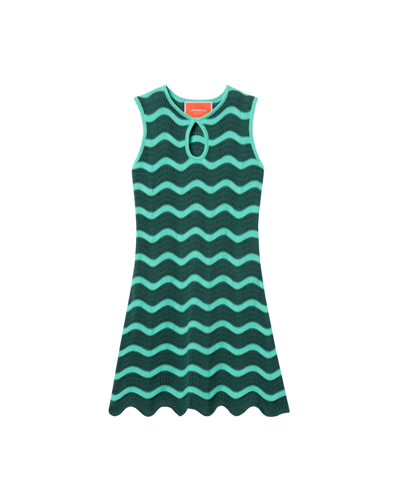La DoubleJ Wavy Mini Dress in Bicolor Mint & Dark Green - Dresses - Milanese Maximalist Fashion at Coveti