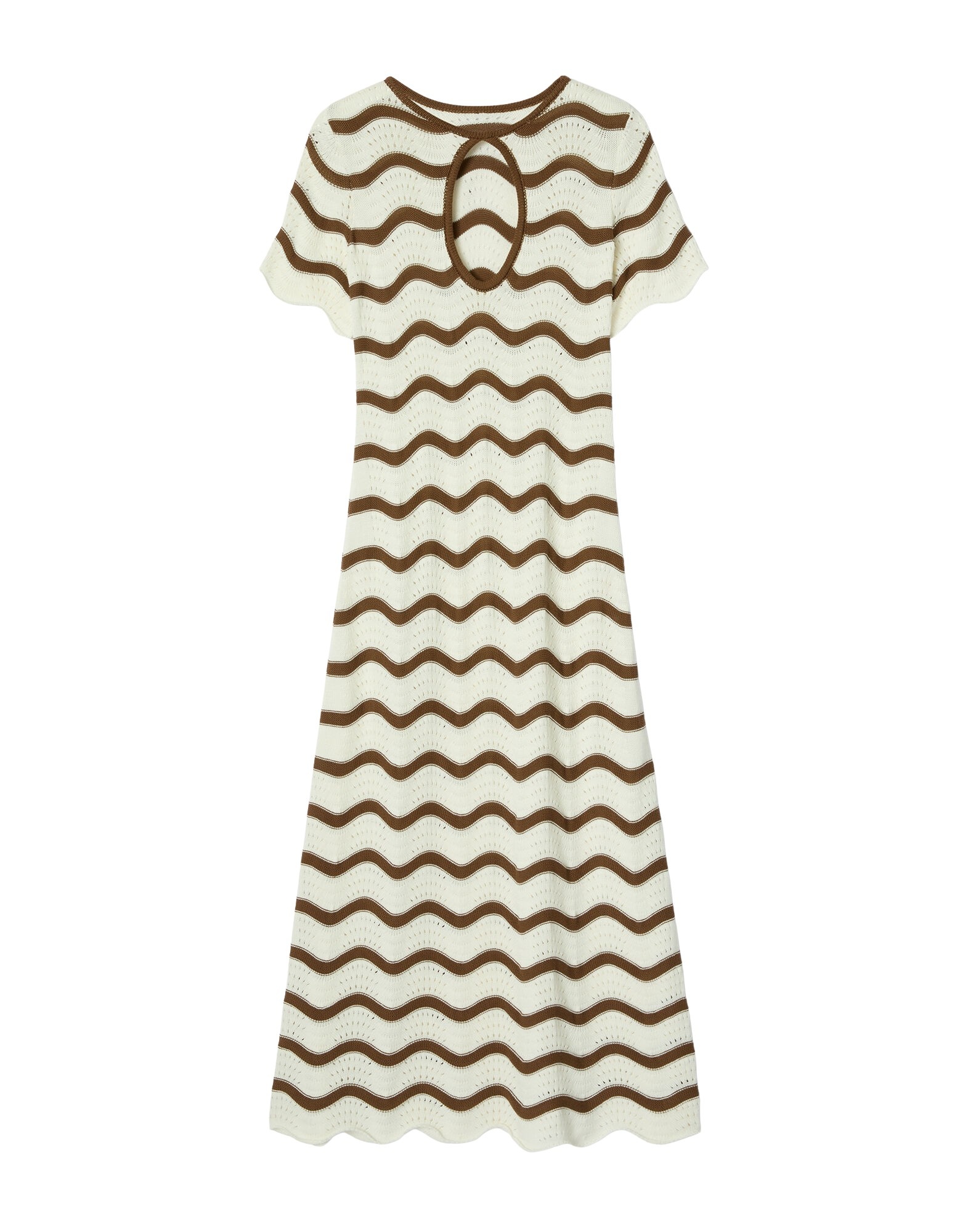 La DoubleJ Wavy Swing Dress in Bicolor White & Chocolate - Dresses - Milanese Maximalist Fashion at Coveti