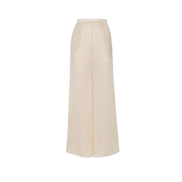 Georgette Wide Leg Pant in Ecru