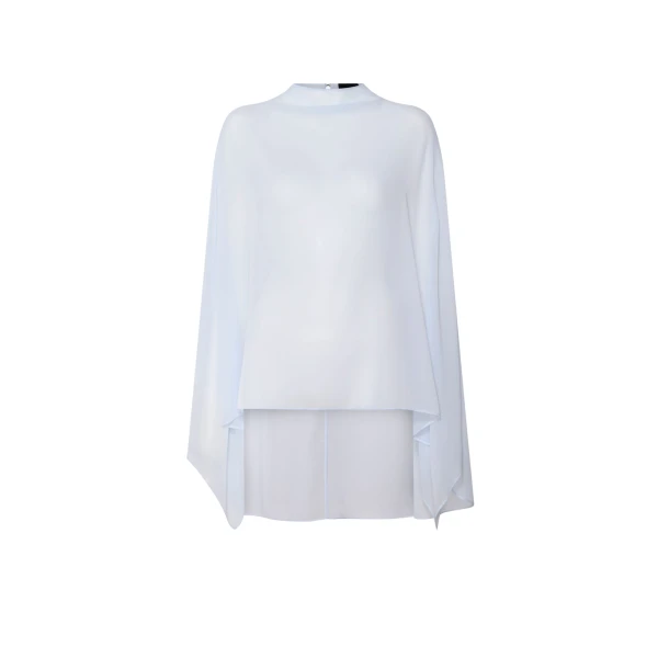 Lightweight Georgette Oversized Cape Tee in Cloud