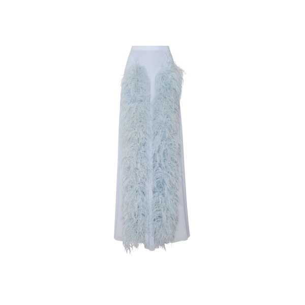 lightweight georgette wide leg pant with feathers