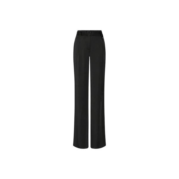 Lightweight Satin Belted Pant in Black