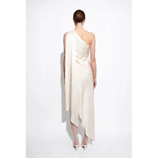 lightweight satin one shoulder dress