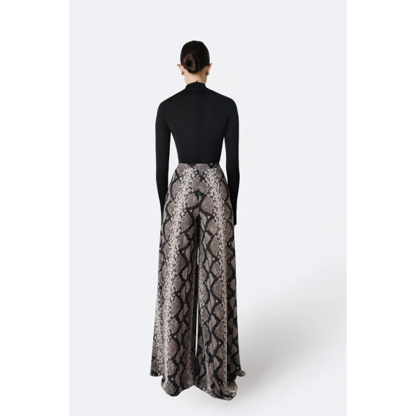 printed mesh wide leg pant