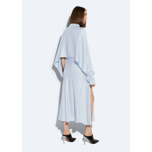 satin bias slit midi skirt