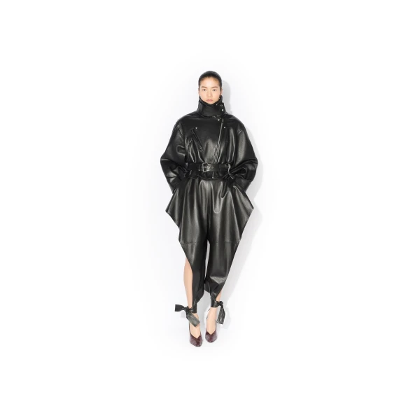 Alaia Layered Leather Biker Jacket, view 2