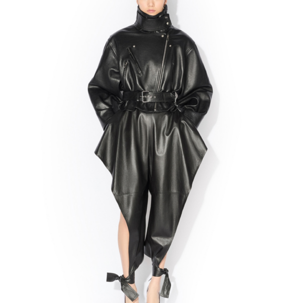 Alaïa Layered Leather Biker Jacket - ALAÏA Jackets - Laser Cut Luxury - Shop at Coveti