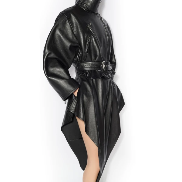 Alaia Layered Leather Biker Jacket, view 3