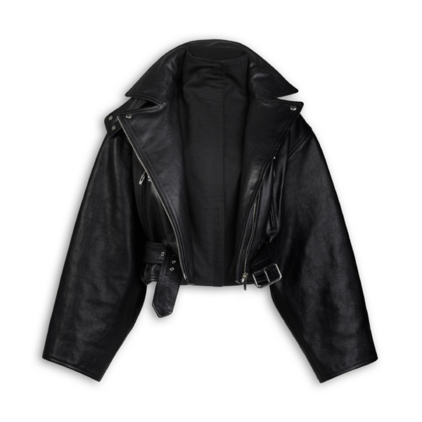Alaïa Layered Leather Biker Jacket - ALAÏA Jackets - Laser Cut Luxury - Shop at Coveti