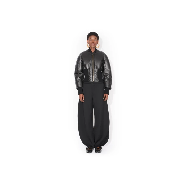 Alaia Leather Cinched Bomber Jacket, view 2