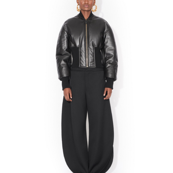 Alaïa Leather Cinched Bomber - ALAÏA Jackets - Laser Cut Luxury - Shop at Coveti