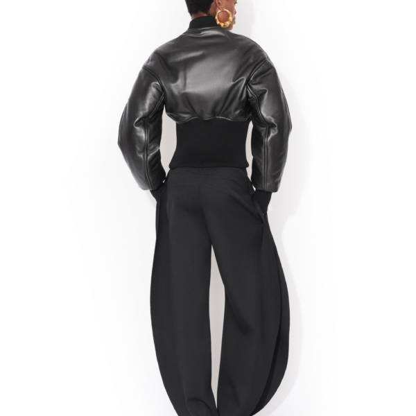 Alaïa Leather Cinched Bomber - ALAÏA Jackets - Laser Cut Luxury - Shop at Coveti