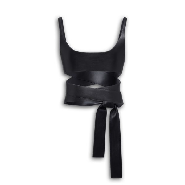Alaïa Leather Criss Cross Top - ALAÏA Tops - Laser Cut Luxury - Shop at Coveti