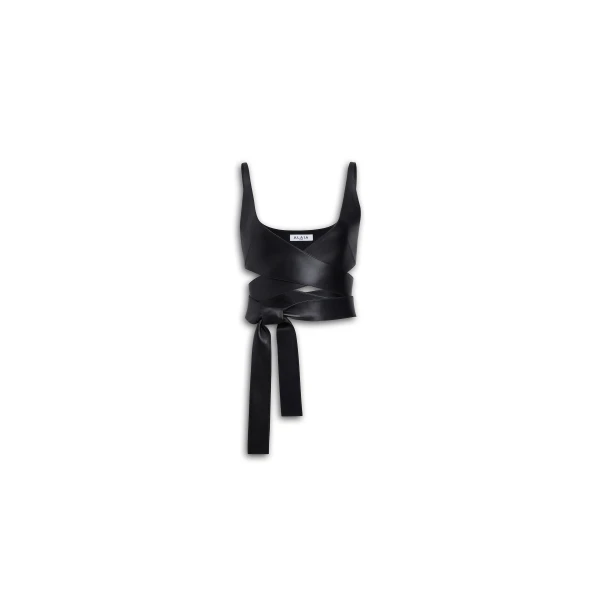Alaia Leather Criss Cross Top