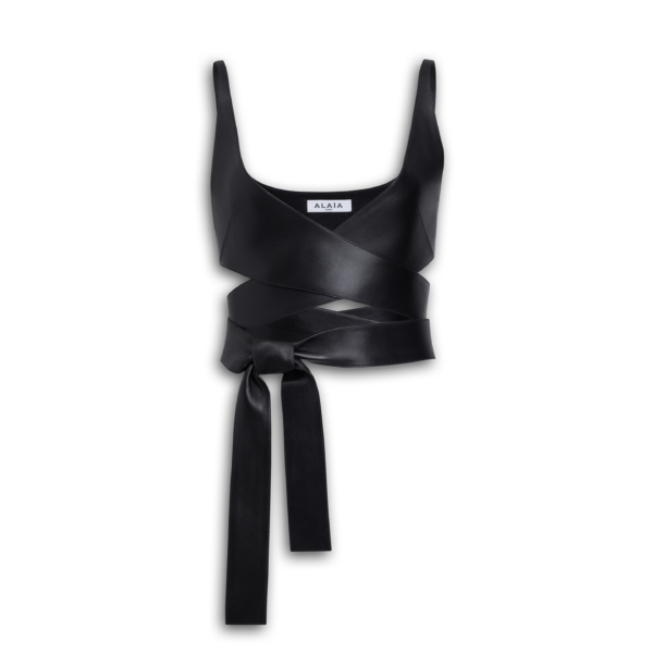 Alaïa Leather Criss Cross Top - ALAÏA Tops - Laser Cut Luxury - Shop at Coveti