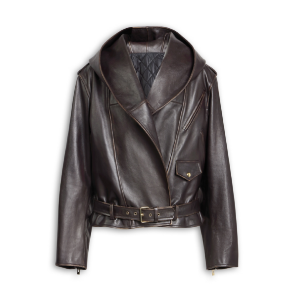 Alaïa Leather Hooded Biker Jacket - ALAÏA Jackets - Laser Cut Luxury - Shop at Coveti