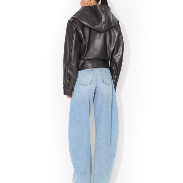 Alaïa Leather Hooded Biker Jacket - ALAÏA Jackets - Laser Cut Luxury - Shop at Coveti