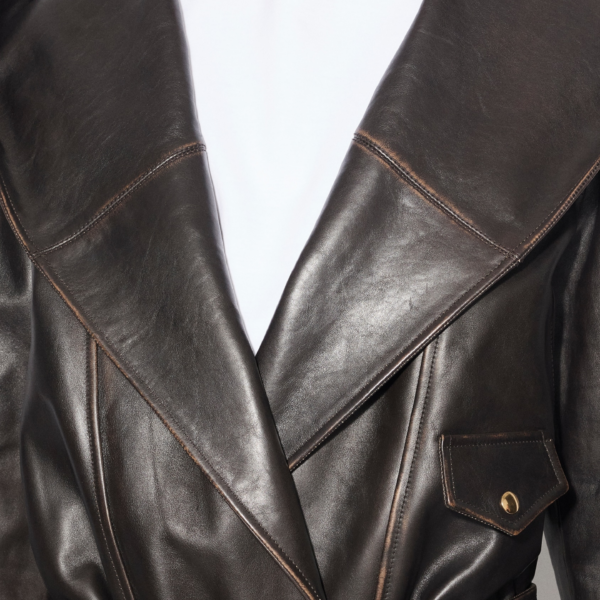 Leather Hooded Biker Jacket - Image 6