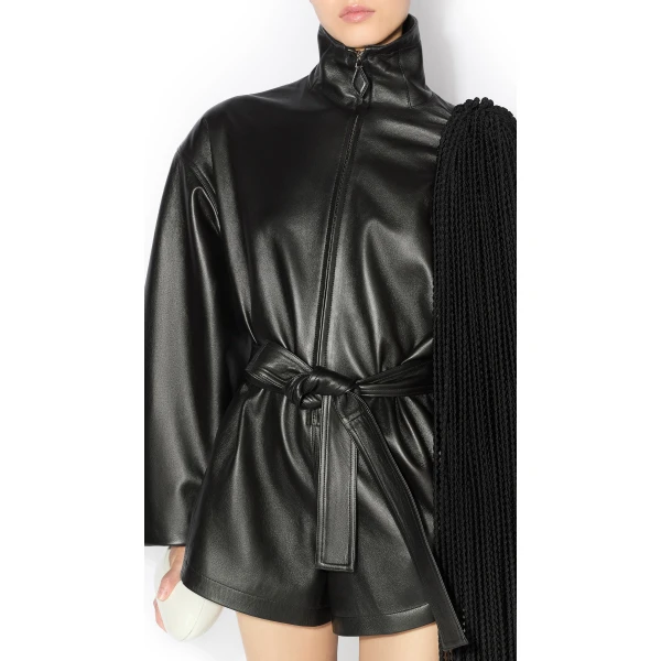 Alaia Leather Short Jumpsuit, view 3