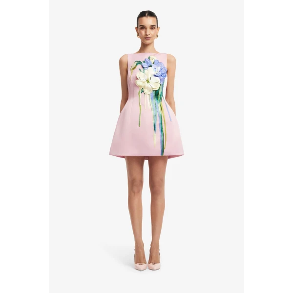 Leo Lin Ali Embroidered Boat Neck Mini Dress  - Leo Lin Dress - Australian Luxury Fashion - Shop at Coveti