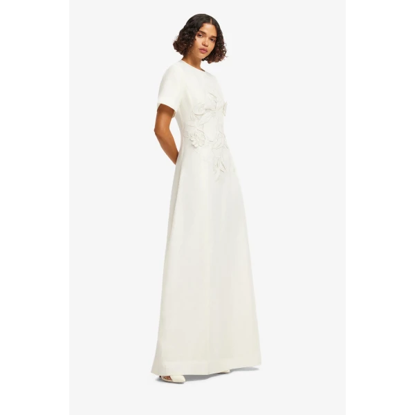 Leo Lin Alice Appliqué Short Sleeve Maxi Dress  - Leo Lin Dress - Australian Luxury Fashion - Shop at Coveti